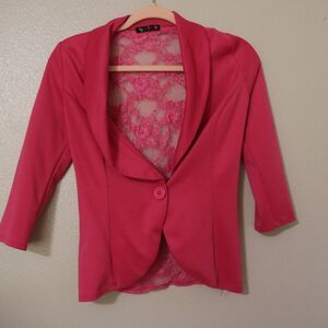 579 Pink Lace Blazer XS